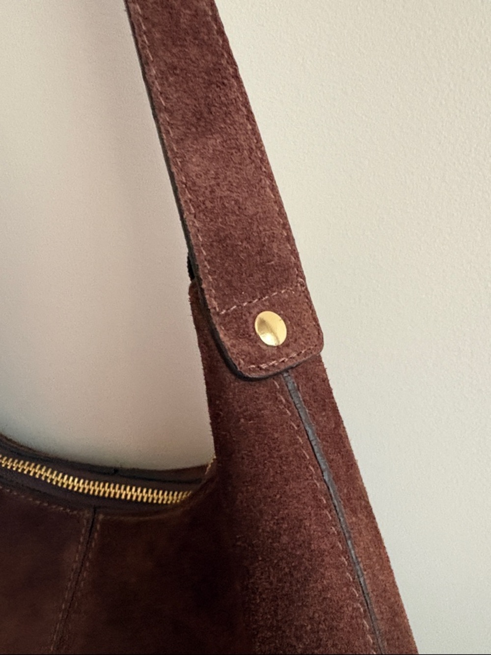 L'INTERVALLE Dark Brown Suede Shoulder Bag - Picture 4 of 11